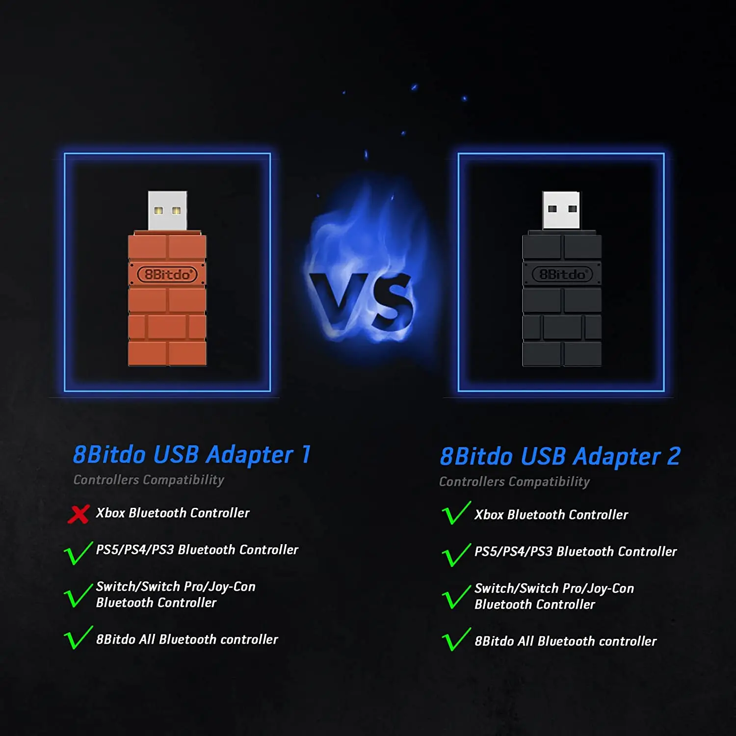 Беспроводной USB-адаптер 8Bitdo 2 для коммутатора/переключателя OLED Windows и Xbox серии X &