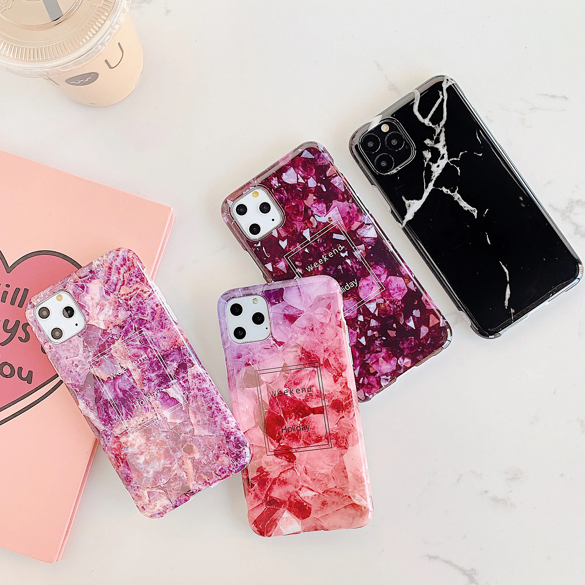 

Luxury Glossy Marble Case For iPhone 12Pro Max 12Mini 11Pro Shockproof And Fall Resistant, Fancy High Quality IMD Case