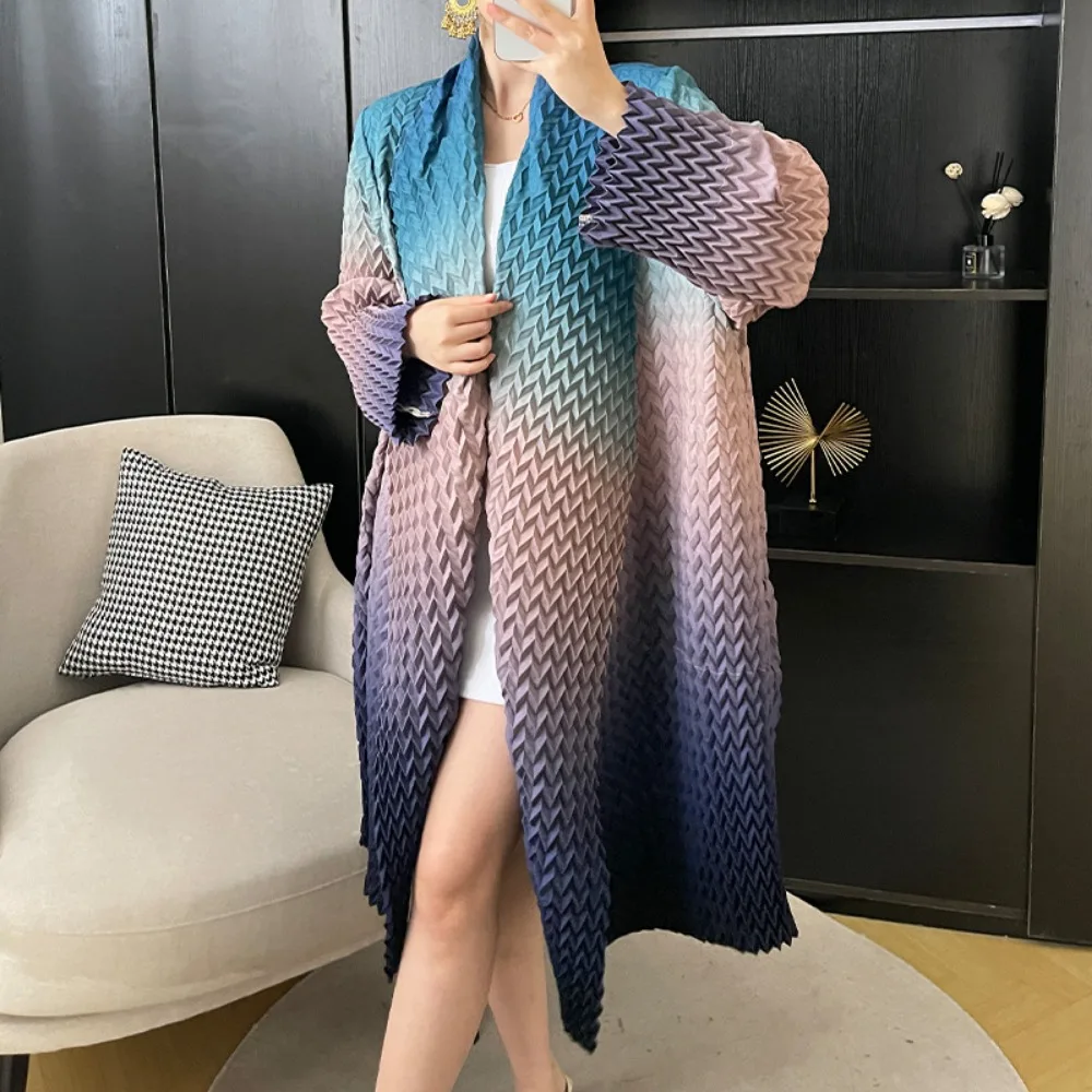 Женский плиссированный кардиган плиссированная куртка градиентного цвета