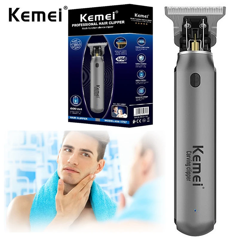 Kemei-1757 Hair Clippers Men Beard Trimmer Zero Gapped T-Bla