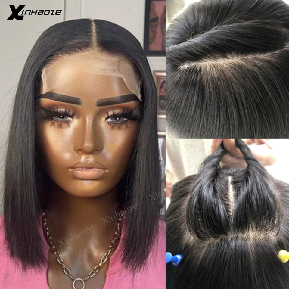 Short Bob Wig 13x4 Lace Front Human Hair Wigs For Black Women Brazilian 5x5 PU Silk Top Closure Wig Bone Straight Lace Front Wig