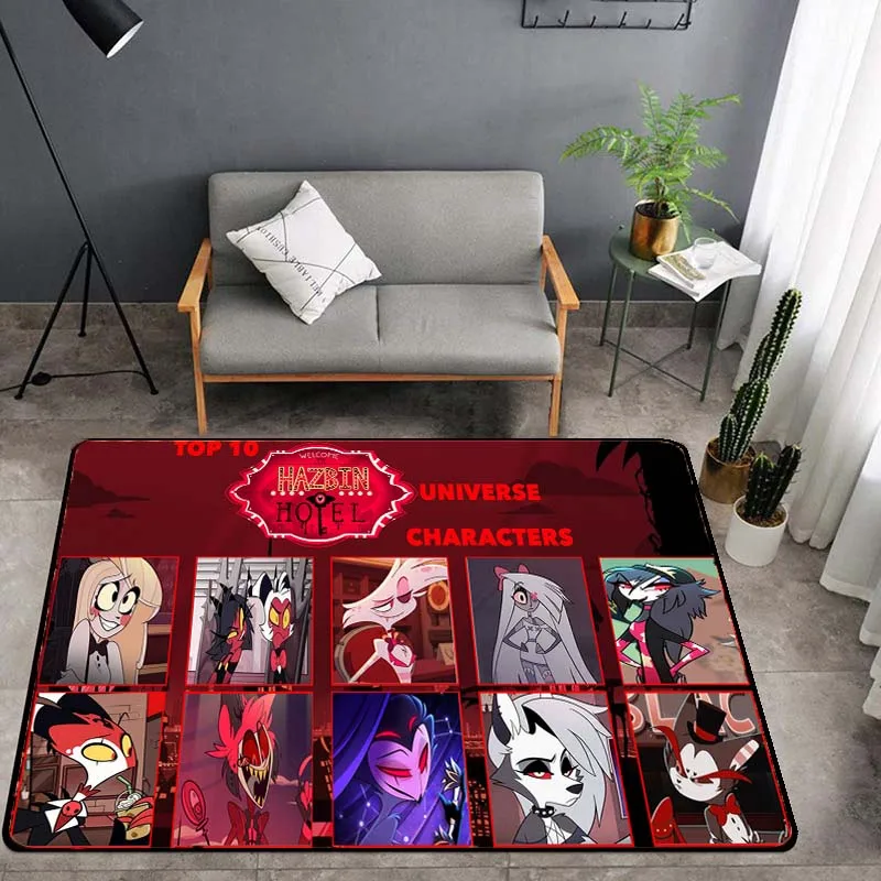 

Cartoon Printed Carpet Hazbin Anime Living Room Bedroom Children's room Large Area Rug Anti-slip Home Decor Machine Washable