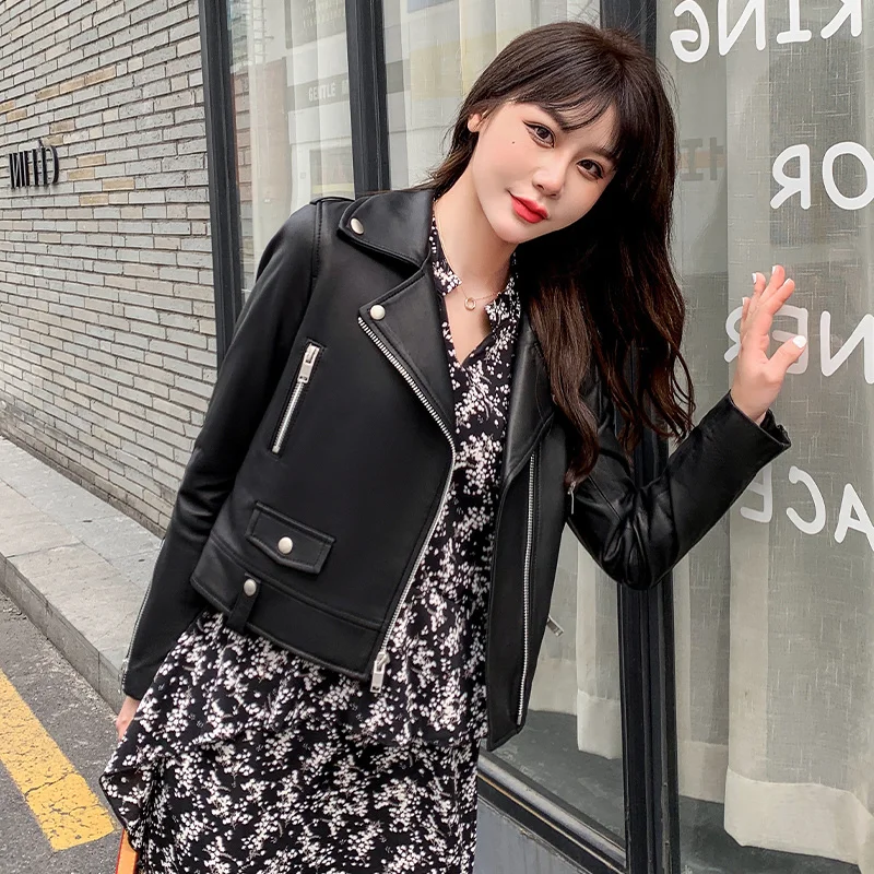 

Real Leather Jackets for Women Genuine Sheepskin Coats Woman New Short Fashion Korean Autumn Blouson Cuir Femme SQQ112023