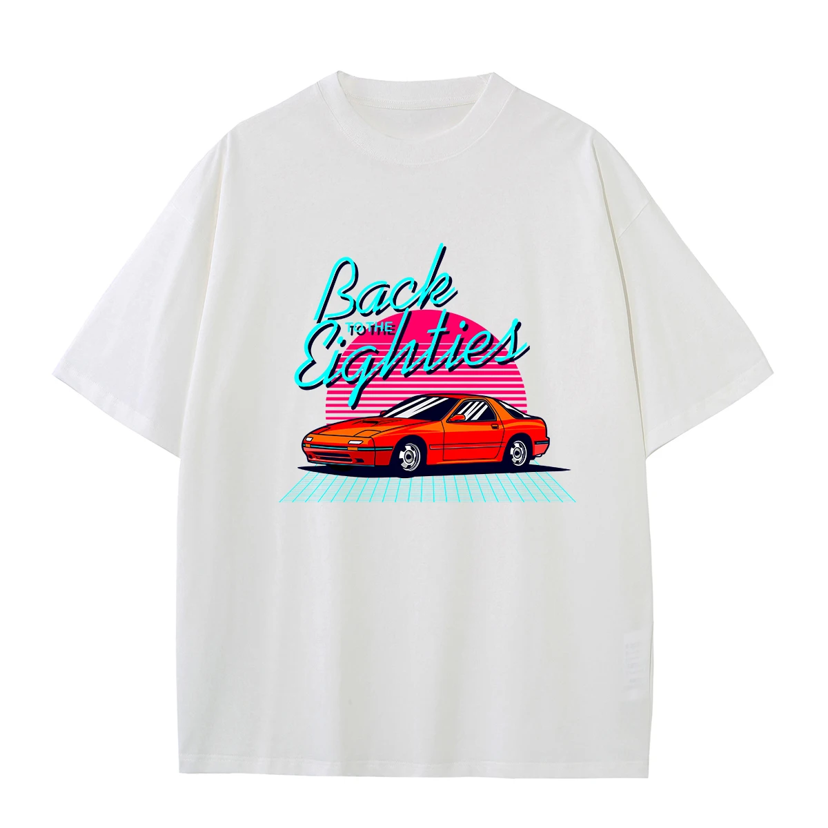 

Retro Neon Racing Pattern Printed T Shirt for Men 100% Cotton Casual Short Sleeve Unisex Classic T-shirts Women Summer Clothing