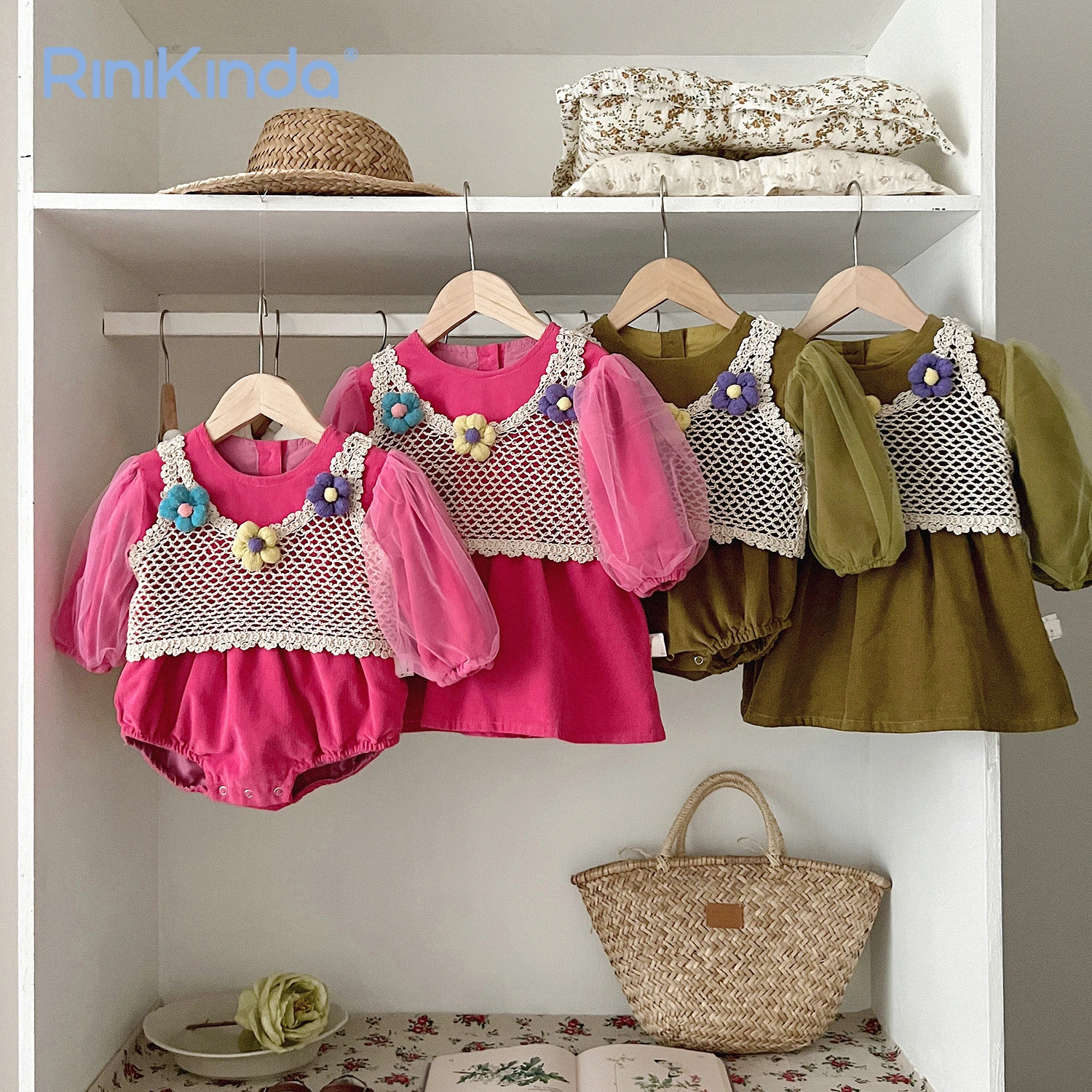 

Sweet Baby Autumn Clothing Set Long Sleeve Romper Floral Lace Vest 2pcs Outfits Infant Newborn Baby Girl Clothes Sets