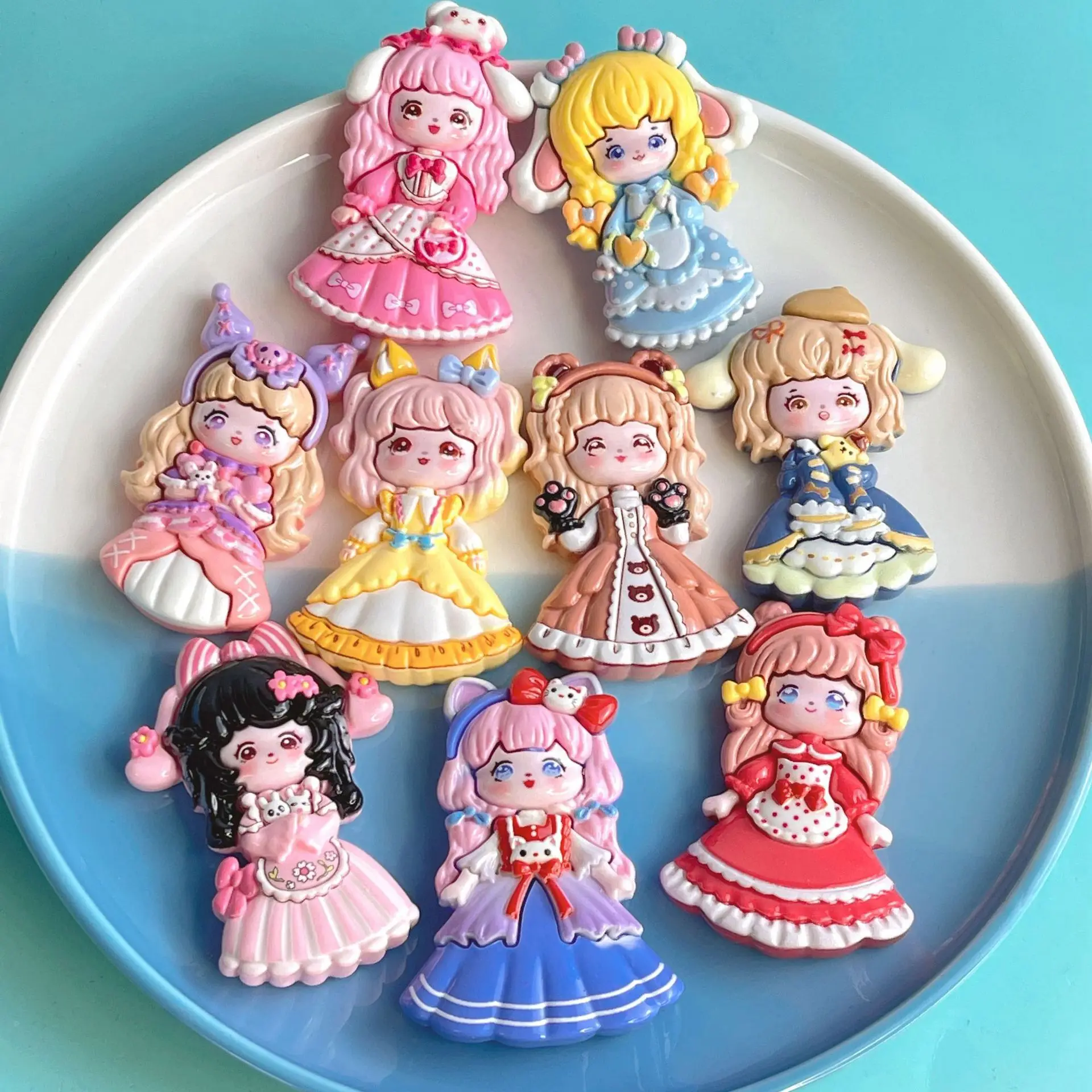 2 шт. большая мультяшная принцесса девочка мультфильм Смола с плоским основанием