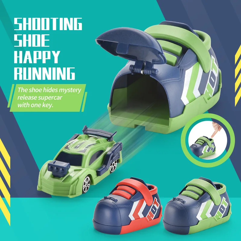 

kids inertia toy ejection running shoes car competition track diecast interactive fidget boys toys for children Birthday gifts