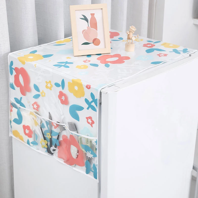 

Refrigerator Dust Cover High Quality PEVA Household Printed Refrigerator Cover Top Cover Cloth Dust Proof Cover Accessories