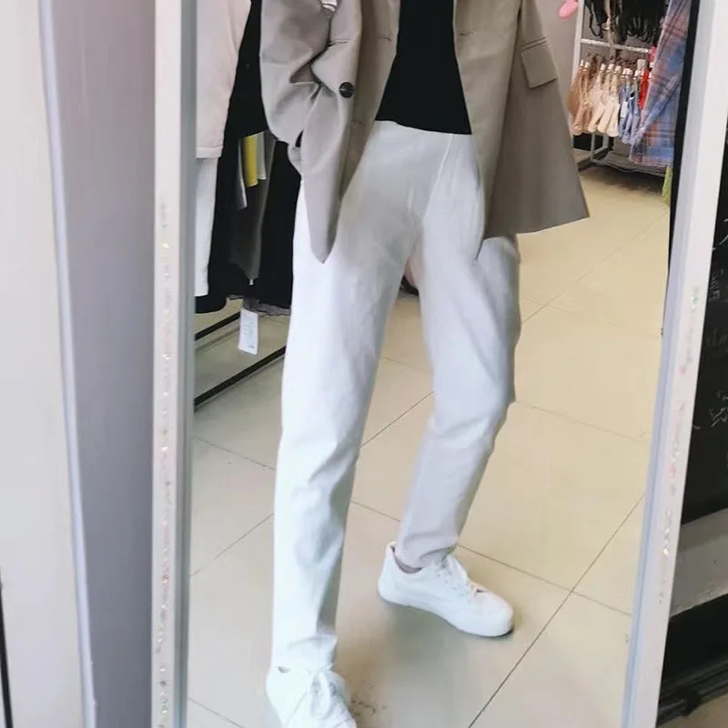 Брюки Lucyever женские хлопково-льняные однотонные свободные шаровары с поясом на