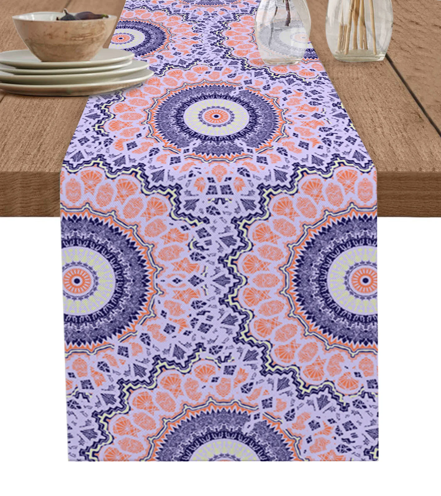 

Indian Abstraction Line Table Runner Wedding Decor Table Cover Holiday Party Coffee Table Decoration Table Cloth