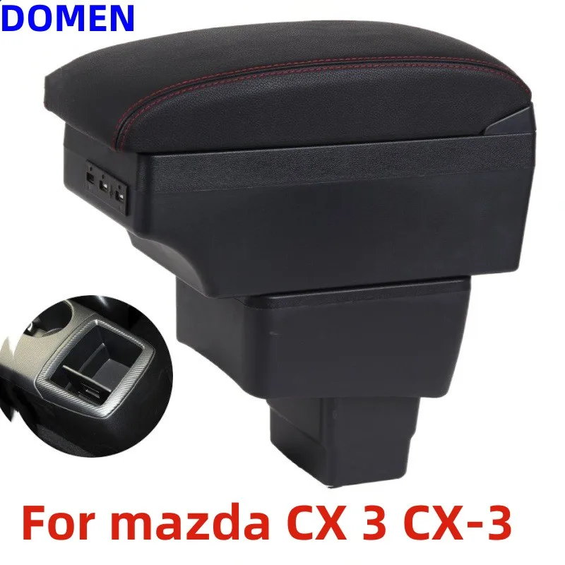 

For Mazda CX-3 Armrest Retrofit For mazda 2 skyactiv version cx3 CX-3 Car Armrest Storage box car accessories Charging USB