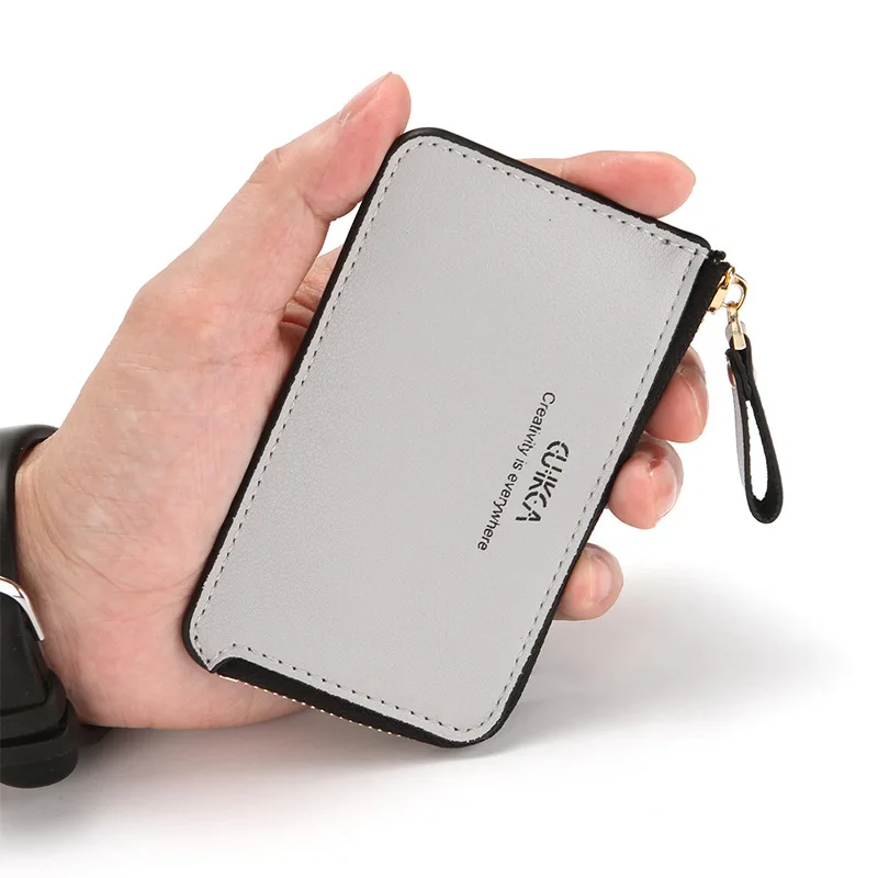 

Черный/серый мужской кожаный маленький кошелек, модный тонкий держатель для кредитных карт, креативный женский кошелек для монет, портатив...