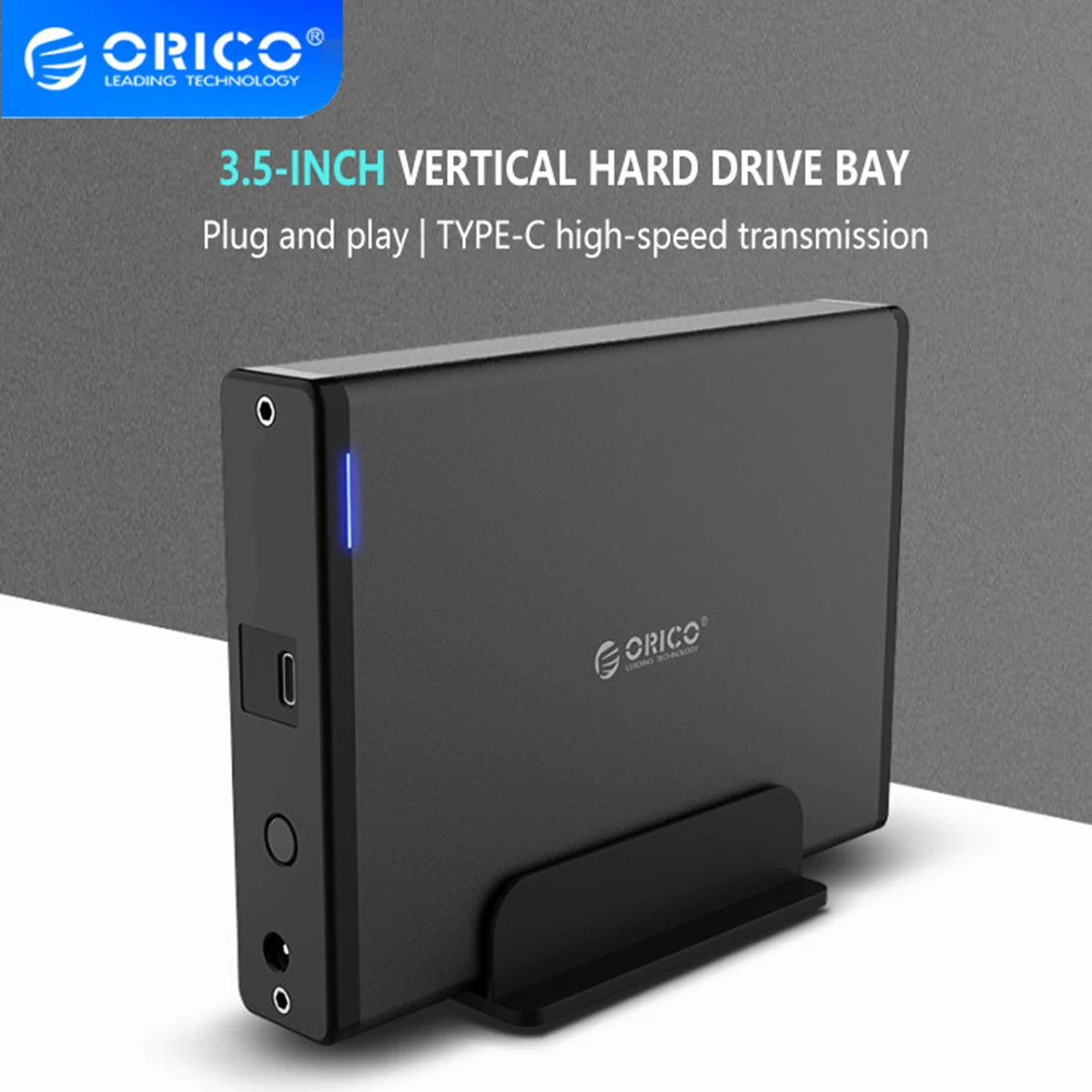 

ORICO 7688C3 3.5'' HDD Case Type C Hard Drive Enclosure SATA to USB 3.0 External Hard Drive Reader for 2.5/3.5''HDD Support 16TB