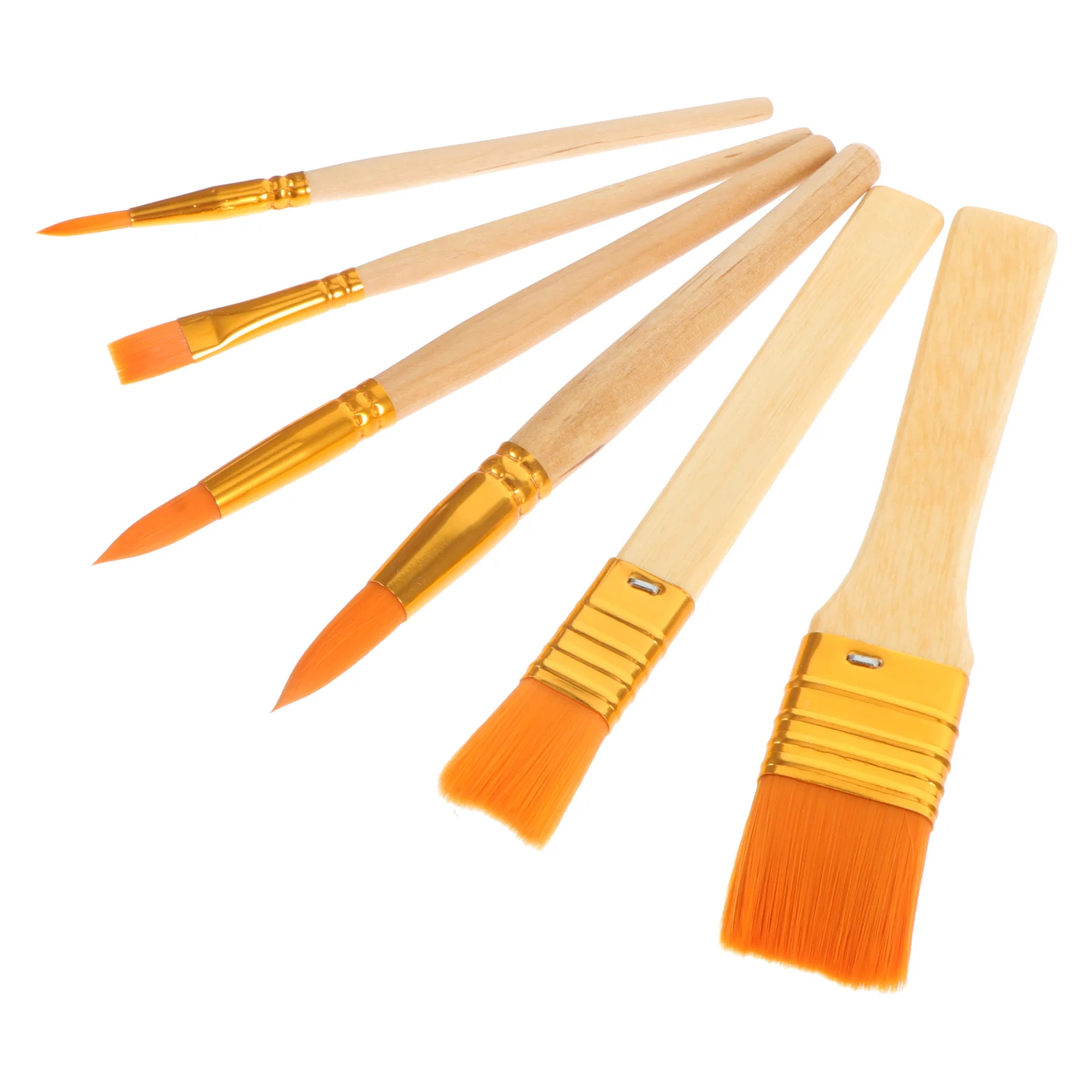 

6 Pcs Brush Oil Painting Brushes Wooden Handle Watercolor Tools Drawing Acrylic
