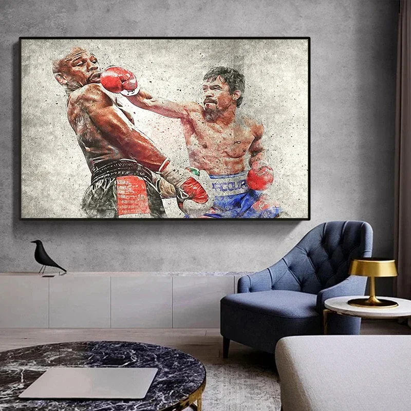 Фигурки легенды бокса абстрактные постеры Майк Тайсон/Nate Diaz холст картина с