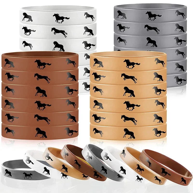 

Western Cowboy Party Silicone Bracelet Gifts For Guests Horse Wristband Lovers Happy Horse Lovers Party Decor For Kids Adults