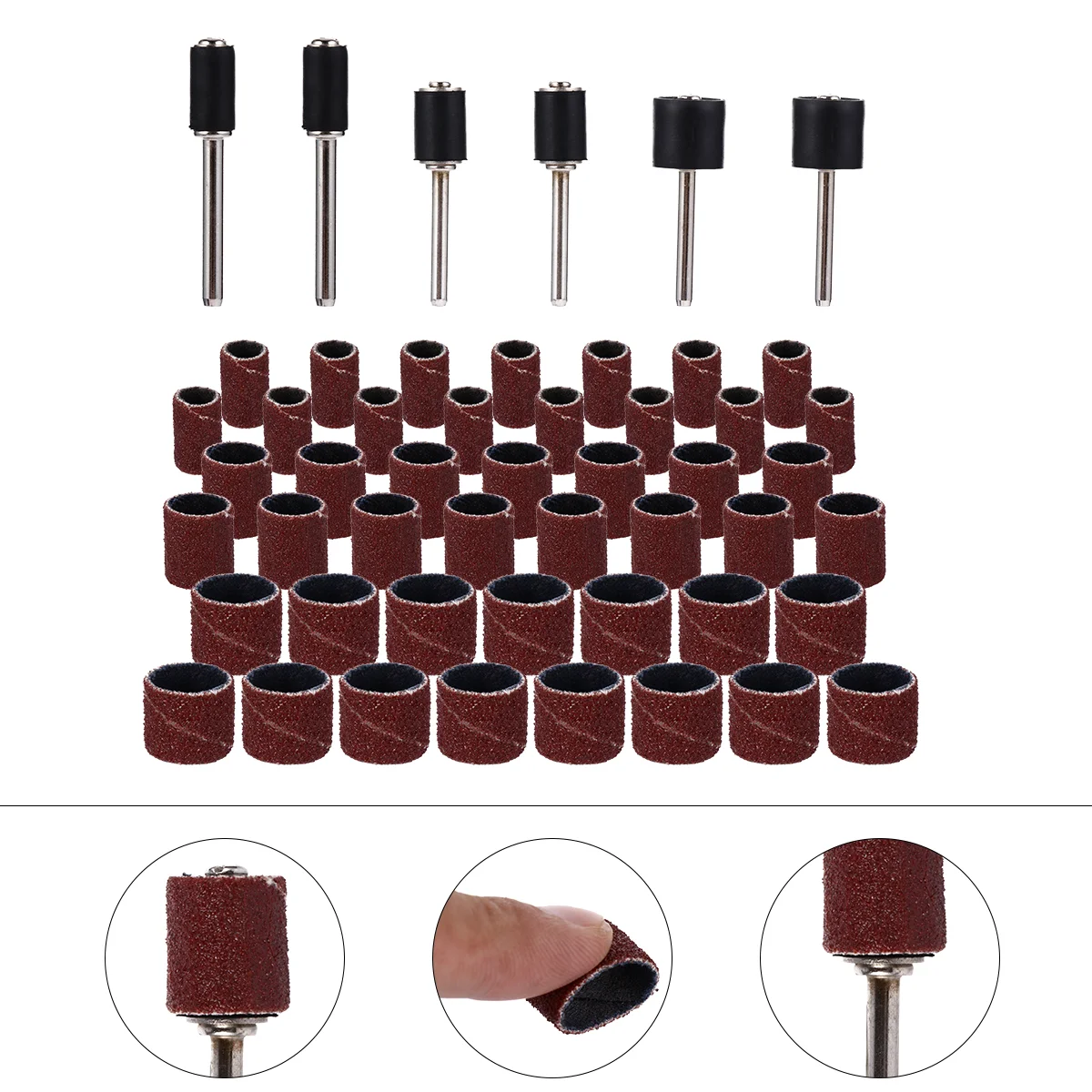 

51pcs Drum Sanding Sleeves Sandpaper Bands Mandrel Woodworking Polishing Kit