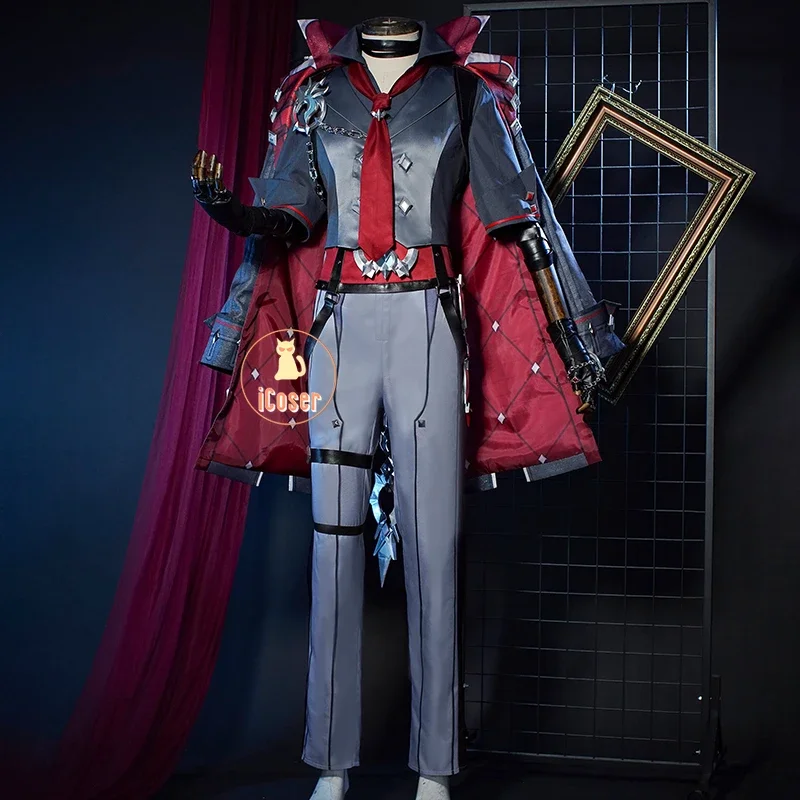 Genshin Impact Wriothesley Косплей Костюм Парик Униформа Фонтейн Фортец Мерпода Серьги
