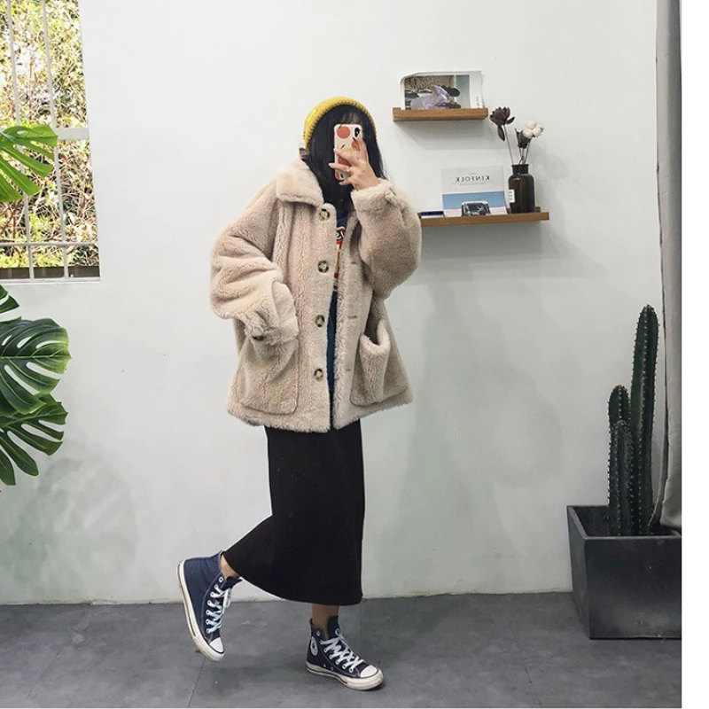 Korean Sheep Shearing Jacket Women Fur Coat Female Coats and Jackets Winter Jacket Women Warm Fur Coat Jaqueta Feminina Zm1180