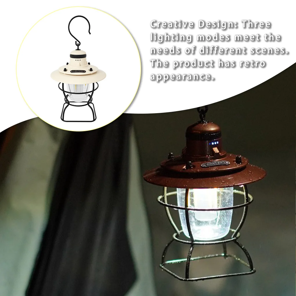 

Tent Camping Lantern with 3 Lighting Modes Battery Powered Emergency Lamp LED Night Light for Fishing Hiking Picnics White