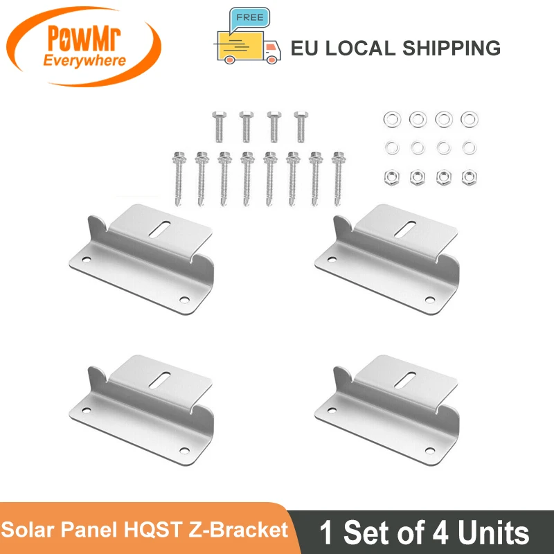 PowMr 4/8/12 Pcs Solar Panel HQST Z-Bracket Aluminum Panel H