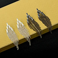 2022 new exaggerated diamond shaped tassel long claw chain zircon ladies earrings elegant temperament 925 silver needle earrings