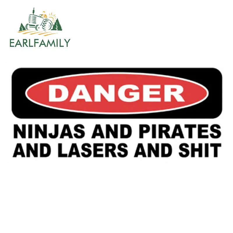 

EARLFAMILY, 13 см x 6 см, опасные ниндзя и пиратские лазеры, искусственная кожа, виниловые забавные автомобильные наклейки для ноутбука