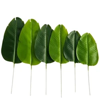 62 80cm artificial plants green banana leaf tropical branch plastic palm leaf indoor art landscape hotel home decor accessories