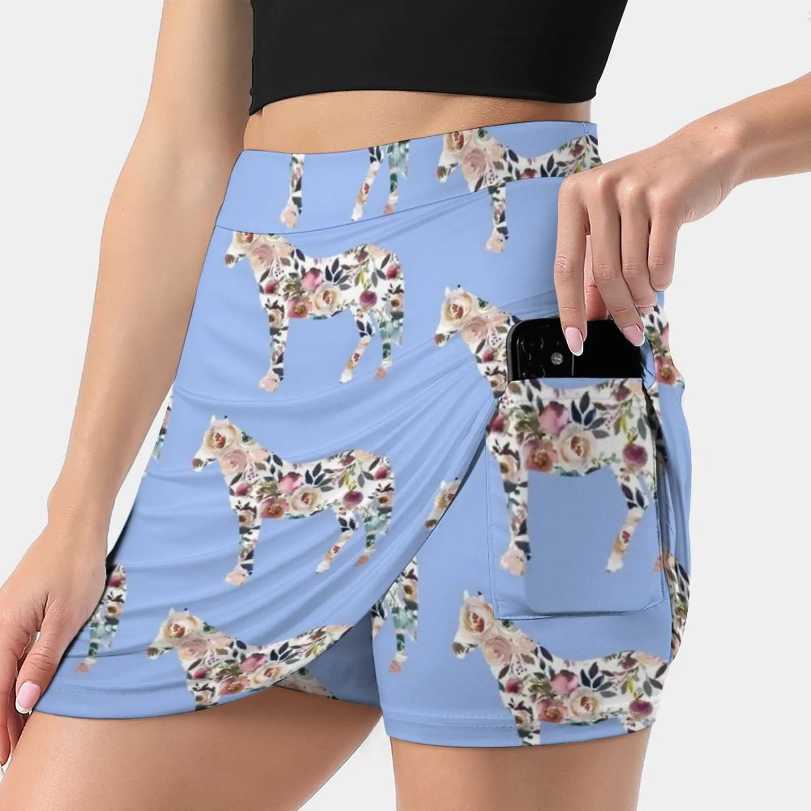 

Floral Horse Gift For Horse Lover Korean Fashion Skirt Summer Skirts For Women Light Proof Trouser Skirt Cute Horse Cure Horse