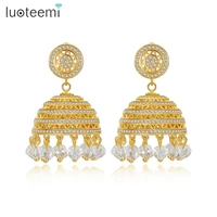 luoteemi splendent pakistan style cubic zirconia drop earrings for women wedding party bridal with clear breads fashion jewelry