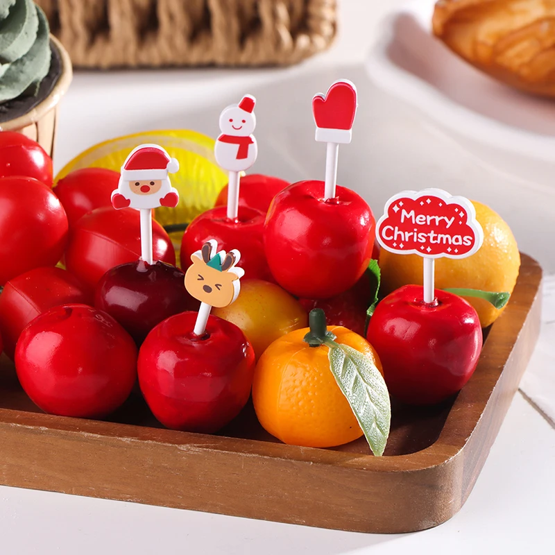 

5pcs/set Merry Christmas Animal Fruit Fork Food Grade Plastic Mini Cartoon Kid Cake Fruit Toothpick Bento Lunch Party Decoration