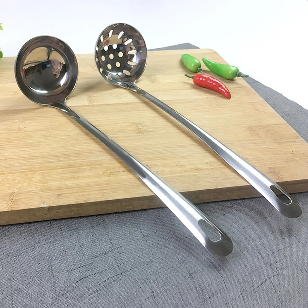 

Stainless Steel Colander Spoon Shining Dine Together Long Colander for Hot Pot Restaurant Home Party