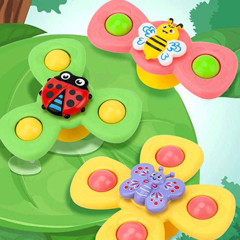 FunnyCartoon Insect Fidget Spinner Baby Toys Suction Cups Spinner Top Toy Relief Stress Educational Fingertip Toys For Kids