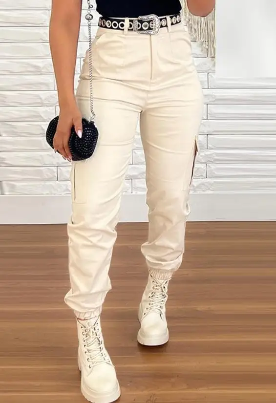 

Women's Pans 2023 Summer New Casual Fashion High Waist Pocket Design Cuffed Pants Y2K Clothing Basic Versatile