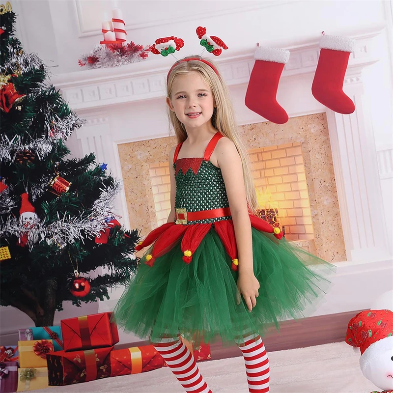

Christmas Cosplay Costumes For Kids 2023 New Baby Girl Birthday Party Princess Tulle Dresses Xmas Gifts Girls Tutu Dress Outfits