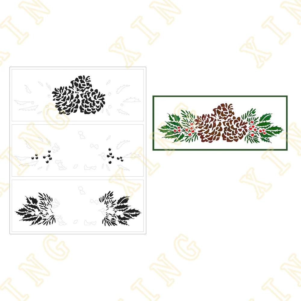 

Layering Stencils Painting Diy Scrapbook Coloring Embossing Paper Card Album Decorative Template Layered Pine Spray Slimline