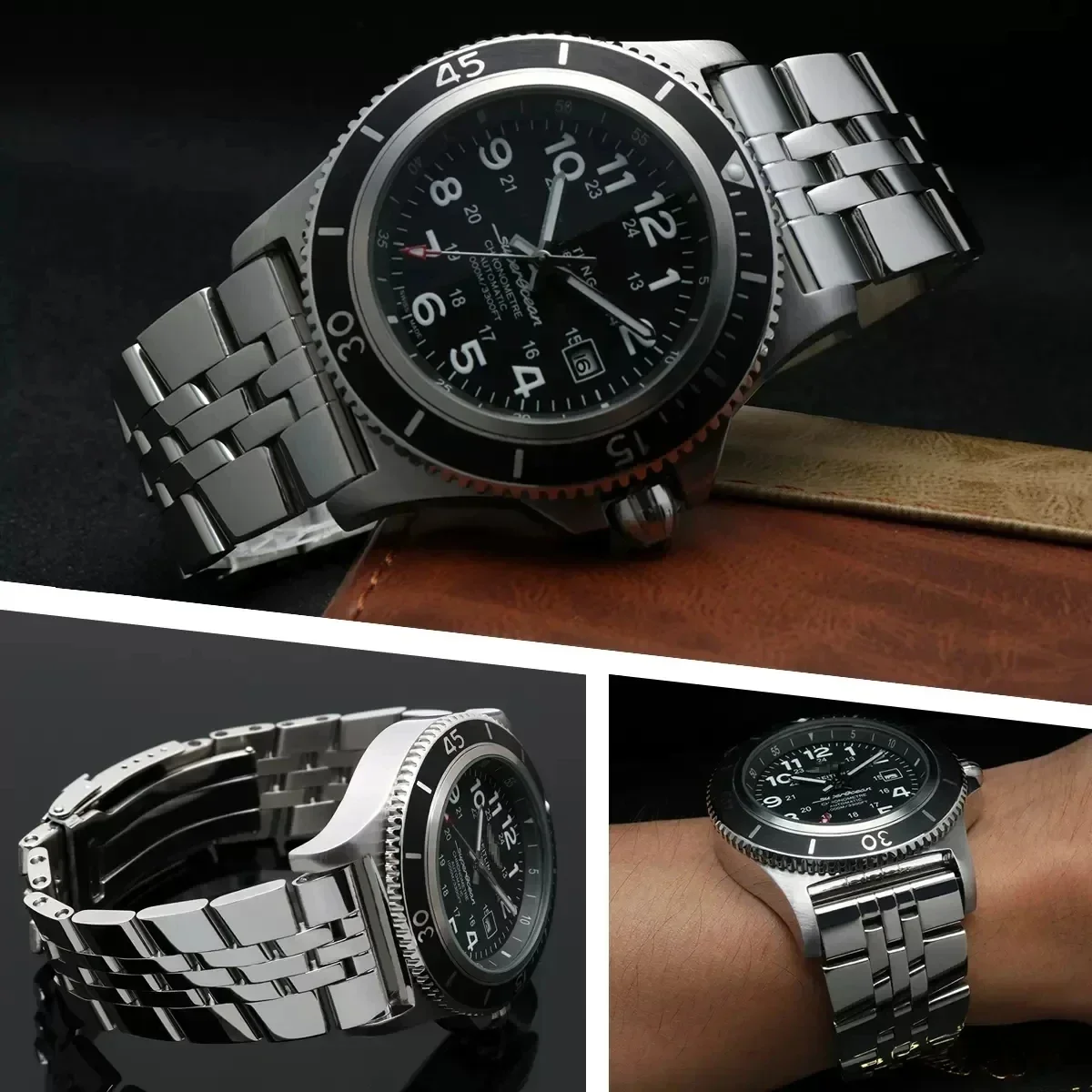 Фото Твердый браслет из нержавеющей стали для часов Breitling, ремешок AVENGER NAVITIMER SUPEROCEAN, без логотипа, 20 мм, 22 мм, 24 мм №2