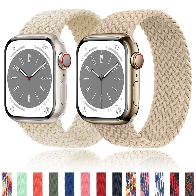 Strap For Apple Watch Band 44mm 40mm 45mm 41mm 42mm 38mm 45 mm Elastic braided solo loop Bracelet iWatch Series 7 se 3 6 8 Ultra
