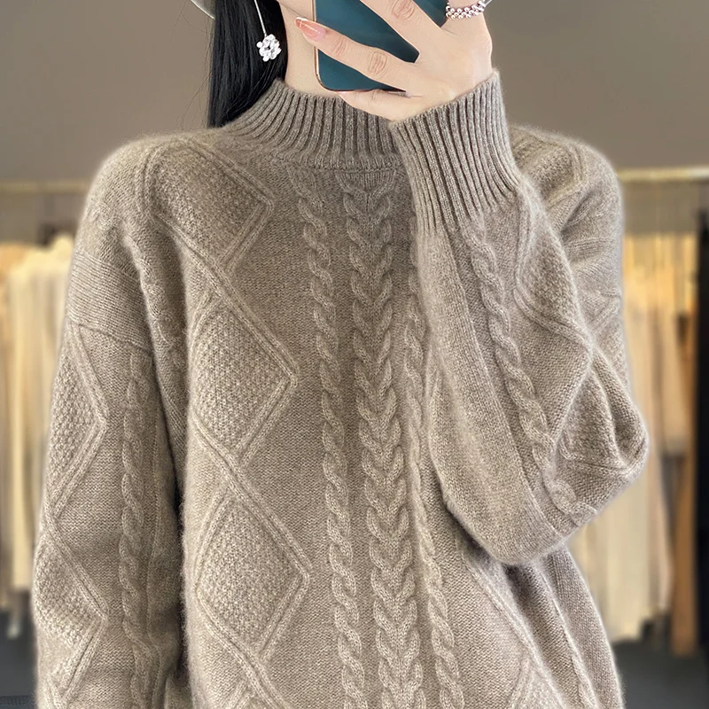 Новый осенне-зимний кашемировый свитер из 100% мериносовой шерсти с вертикальным