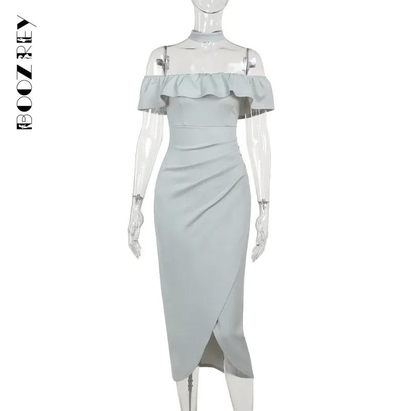 BoozRey 2024 модное французское сексуальное платье с одной линией декольте женское