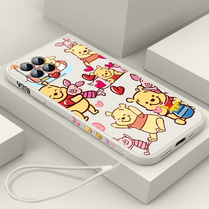 

Disney Edward Pooh Cute Phone Case For Realme Q3S GT 2 S7 ST S2 C25Y C21Y C11 C17 Narzo 50A 30 20 Liquid Left Rope Cover