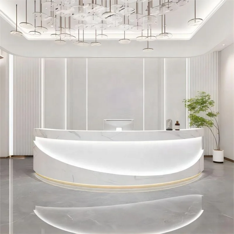 На заказ. Стойка для переднего стола белая искусственная мебель со светодиодной