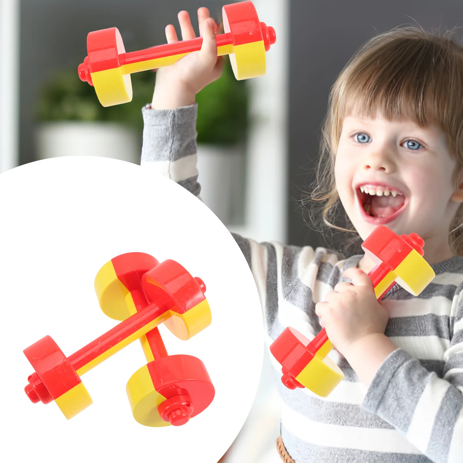 

2 Pcs Plastic Outdoor Playsets Children's Dumbbell Home Kids Sports Interactive Weights Abs Supply Toy Exercising