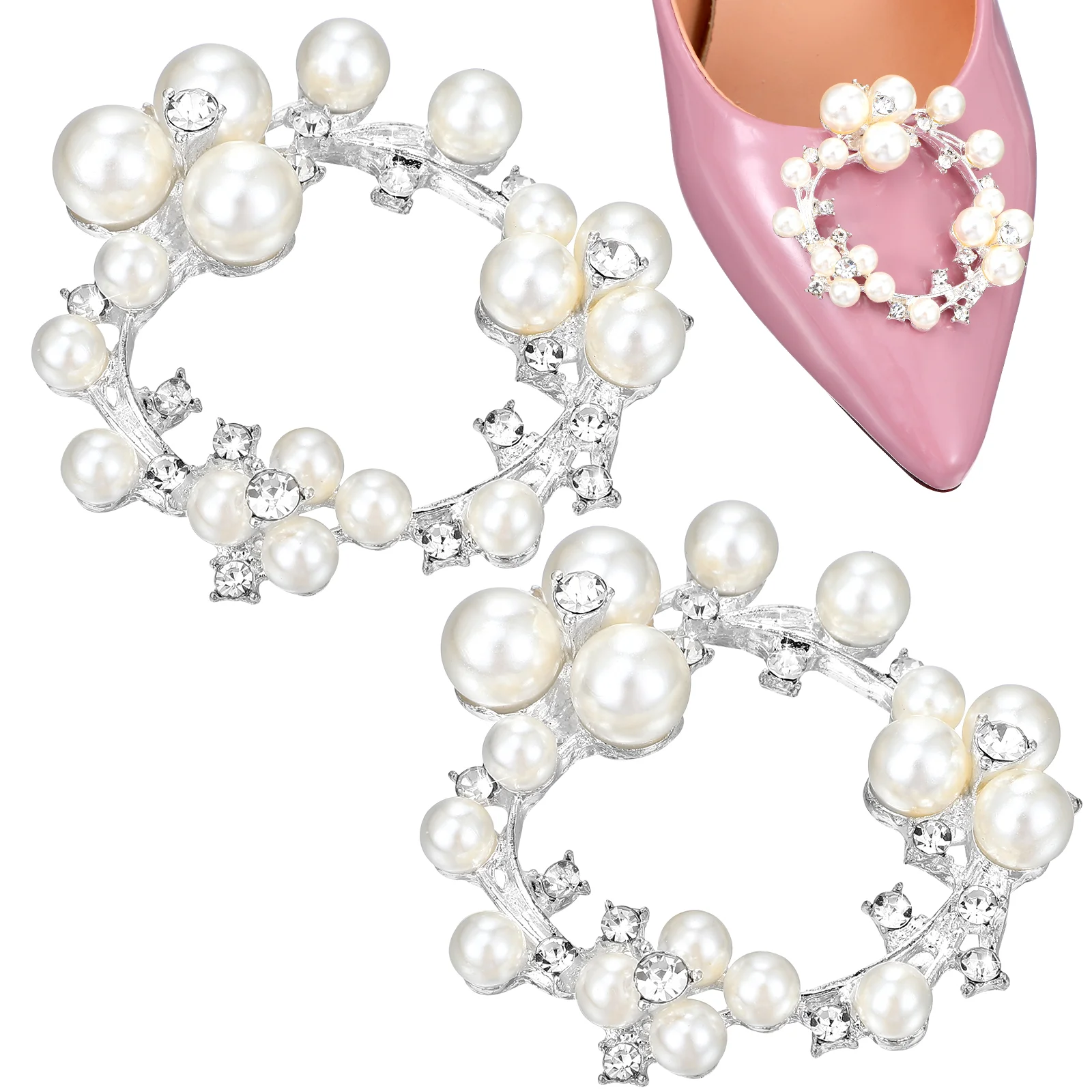 

Shoe Buckle Crystal Clips Pearl Wedding Shoes European American Jewelry Women Plastic Decor