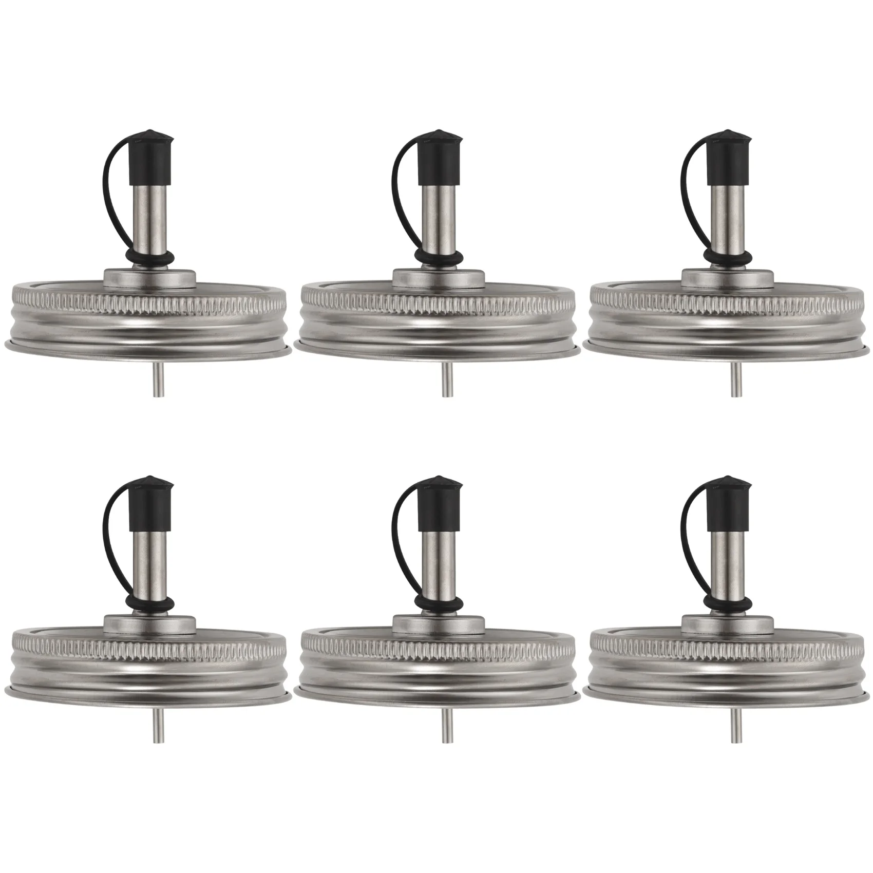 

6PCS Stainless Steel 70mm Regular Mouth Jar Pour Spout Lids with Plastic Caps for Olive Oil Cocktail Dispenser