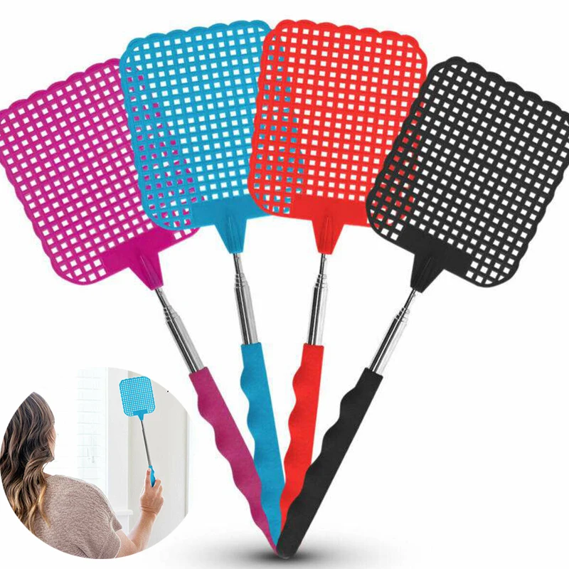

4pc Telescopic Fly Swatter Long 26-73cm Extendable Wasp Mosquito Swat Bug Insect