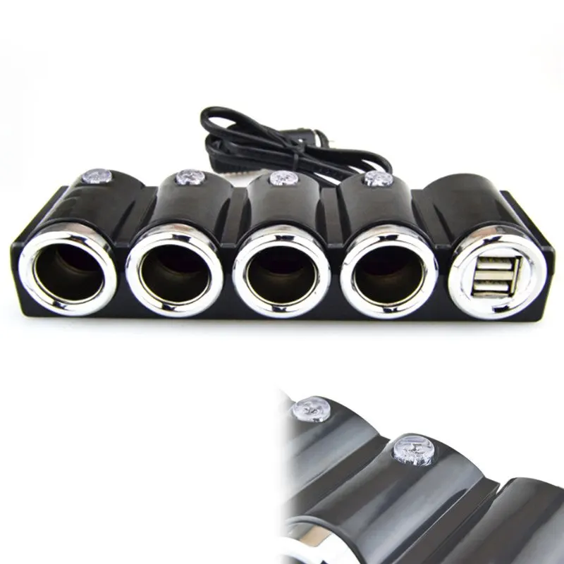 Купи 4in1 Car Cigarette Lighter Splitter Plug Adapter Charger Socket DC 12V/24V Doul USB Multi Socket Power Charger Adapter New 2020 за 397 рублей в магазине AliExpress