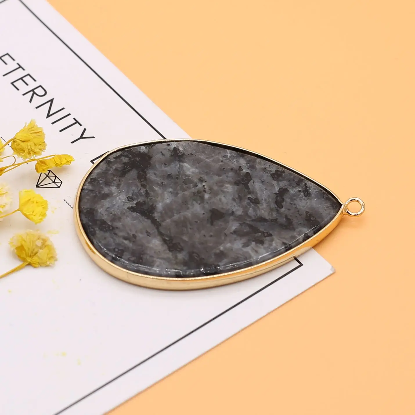 

Подвески из натурального черного камня с кристаллами, большая капля воды для самостоятельного изготовления ожерелья браслета, подарочные аксессуары для девушек