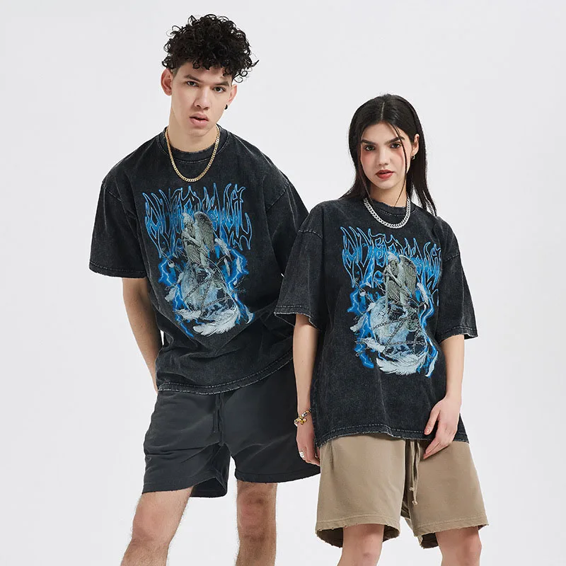 

Mens T Shirts Spring Summer Anime Tshirt Men Cotton Vintage T Shirt High Street Tees Men Streetwear Ripped T-shirt Mens Tops