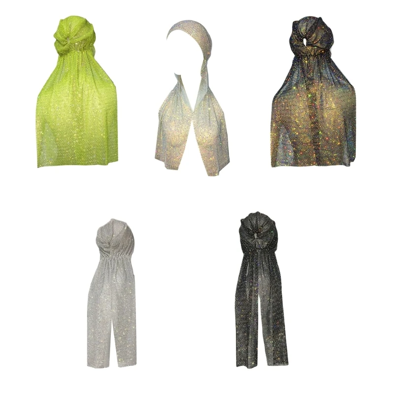 

E9LC, бандана в сеточку, шикарный головной платок, тюрбан, головной убор, шапка-тюрбан